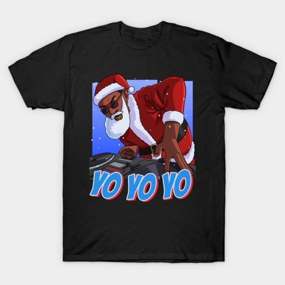 Unbranded Tops - Hip Hop Dj Black S4nt4 Claus Christmas - Black S4nt4 Claus - Tee